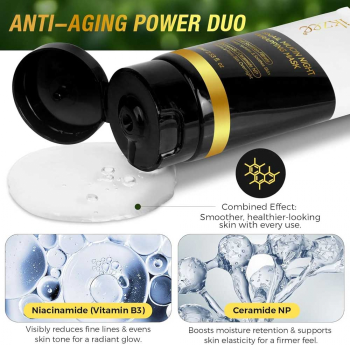 Masca Noapte cu Mucina de Melc 68%, Colagen, Niacinamide, Hidratare intensa, 75 ml-big