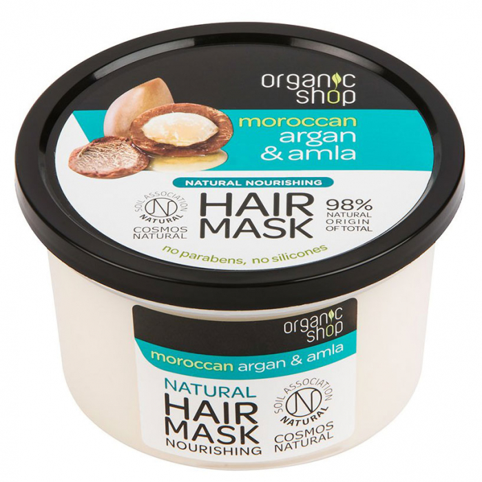 Masca hranitoare pentru par cu Argan Pur Marcoan si Coacaze Indiene, Organic Shop Hair Mask, Ingrediente 98% Naturale, 250 ml