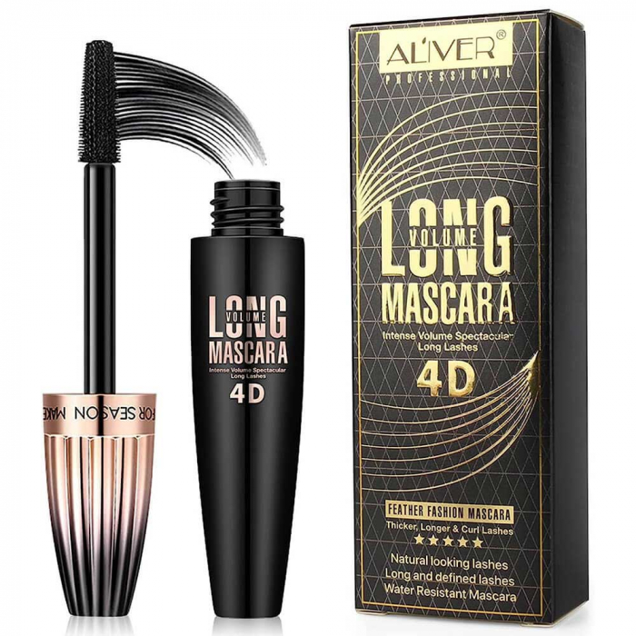 Mascara 4D Aliver Professional Long Volume, Rezistenta de lunga durata, Negru,10 ml-big