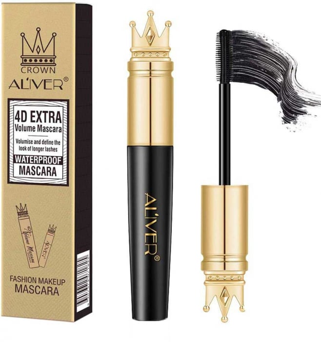 Mascara cu Efect de Gene False, Fibre de Matase si Perie pentru Curbare, Aliver 4D Extra Volume, Waterproof, Negru,10 g -big