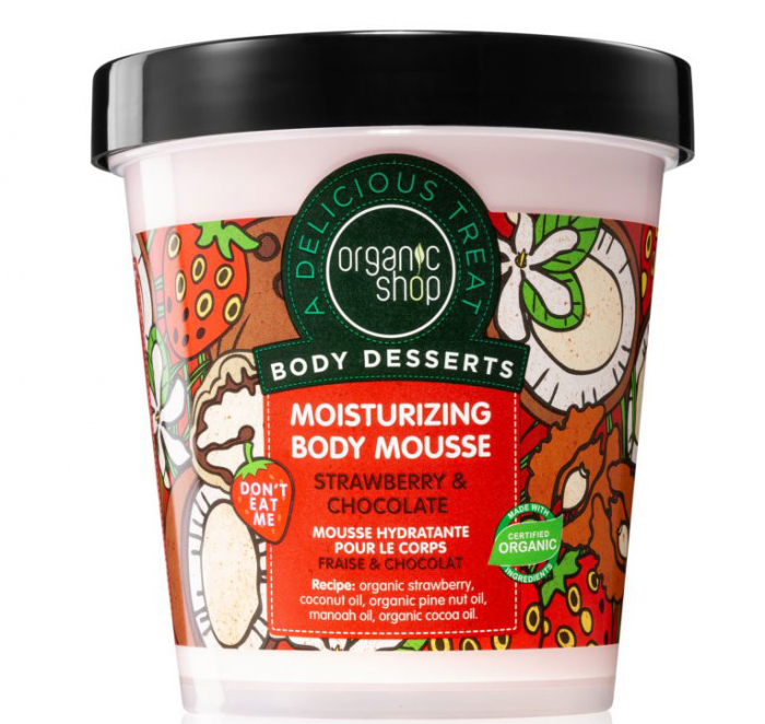 Mousse delicios pentru corp cu Capsuni si Ciocolata, Organic Shop Body Desserts, 450 ml Organic Shop imagine noua
