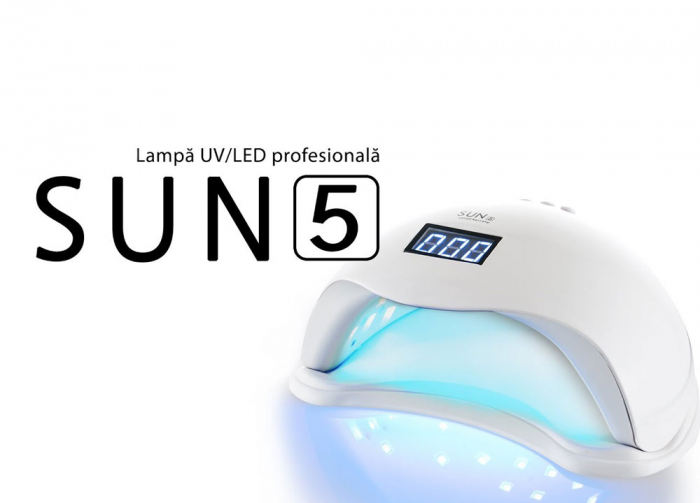 Kit Unghii cu Lampa Profesionala UV LED SUN5 si 6 Produse Premium pentru Manichiura Semipermanenta, Nude Pastels-big