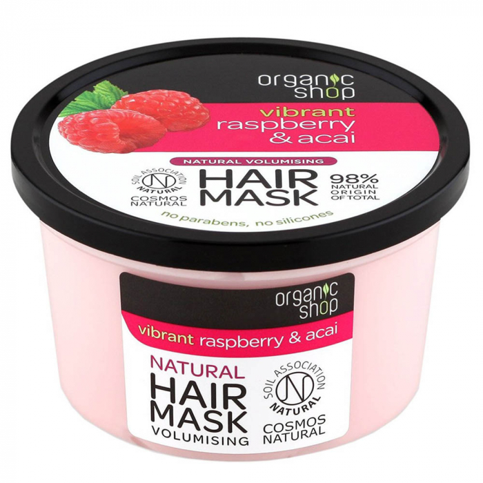 Masca pentru par cu Zmeura si Fructe Acai, Organic Shop Hair Mask, Ingrediente 98% Naturale, 250 ml