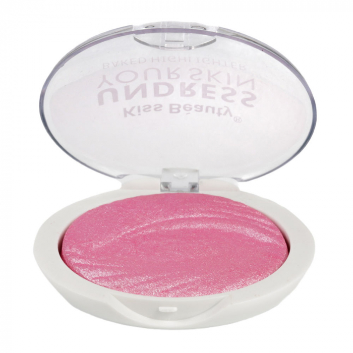 Paleta Iluminatoare Kiss Beauty UNDRESS Your Skin Baked Highlighter, 02 Pink Ice Cream, 15 g