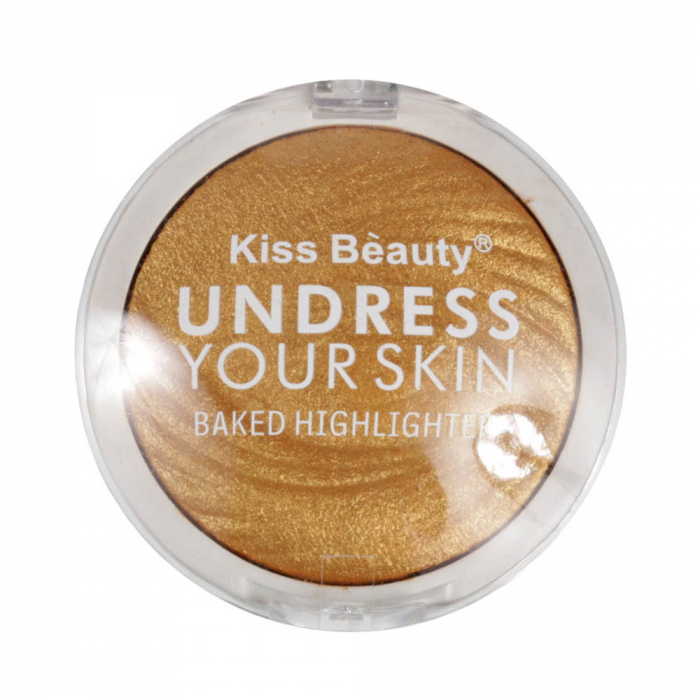 Paleta Iluminatoare Kiss Beauty UNDRESS Your Skin Baked Highlighter, 03 Gold Bronze, 15 g-big