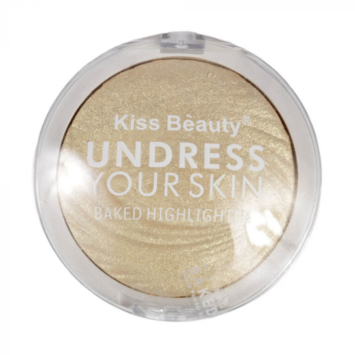 Paleta Iluminatoare Kiss Beauty UNDRESS Your Skin Baked Highlighter, 01 Gold Vanilla, 15 g-big