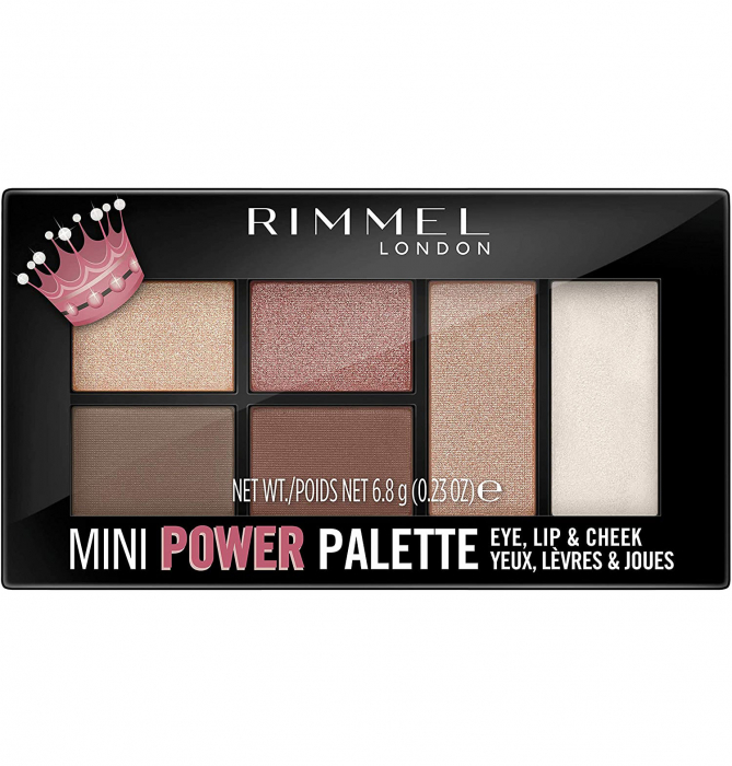 Paleta multifunctionala machiaj rimmel london mini power eye, lip cheek palette 003 queen, 6.8 g
