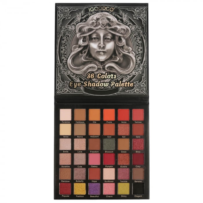Paleta Profesionala de Farduri Igoodco, Medusa, 36 Colors Eye Shadow Palette, 36 x 1.35 g-big