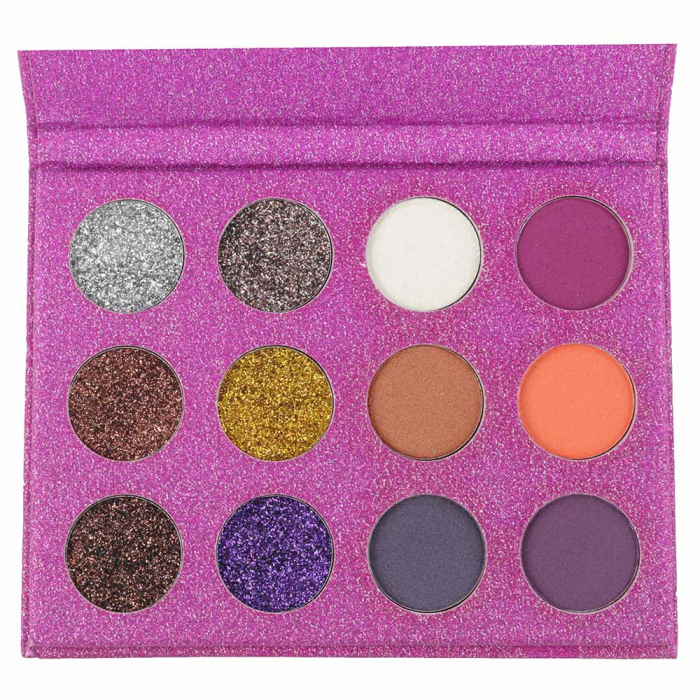 Paleta Profesionala de Glittere si Farduri, 12 Color Glitter Metallic Eyeshadow, Purple