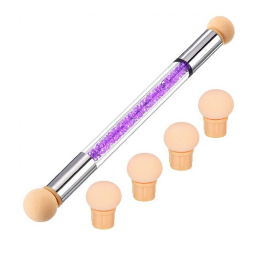Pensula unghii cu burete pentru Ombre Baby Boomer + 4 rezerve, Nail Art Tool, Purple-big