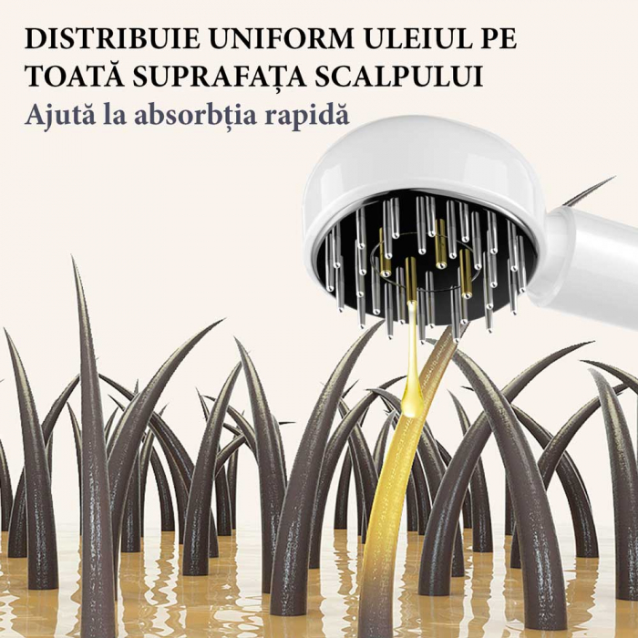 Perie Electrica Premium pentru Stimularea Cresterii Parului, Terapie cu Lumina, Difuzor de Uleiuri Esentiale, Masaj scalp, NOVA KISS®-big
