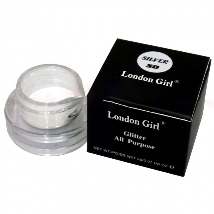 Pigment Machiaj London Girl All Purpose Glitter, 3D Silver, 2g-big