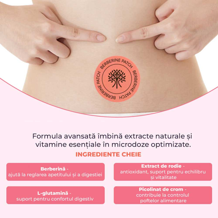 Plasturi cu Berberina pentru Slabit, Reducerea Poftelor, Controlul Apetitului, Metabolizarea Glucidelor, 30 buc-big