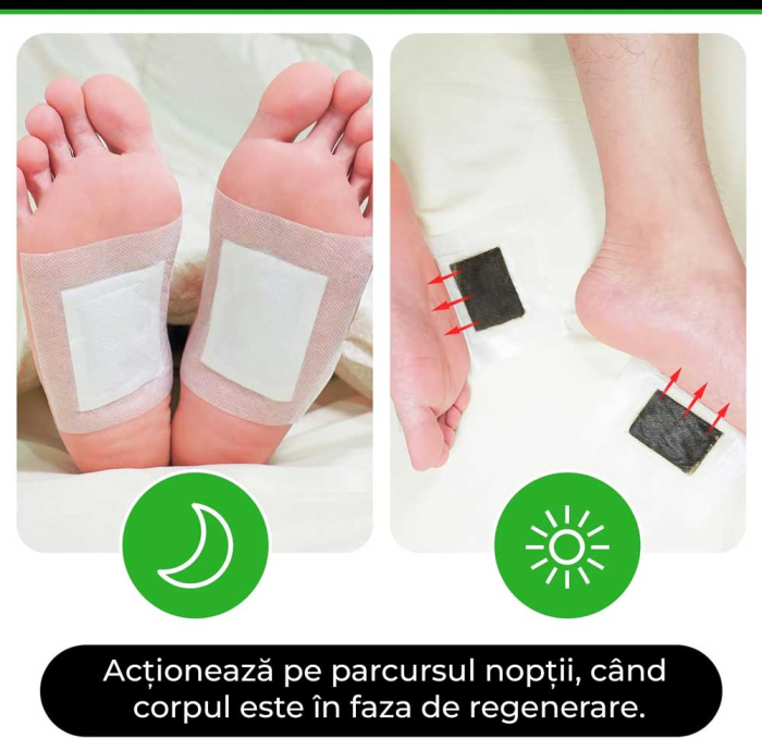 Plasturi Detox pentru Picioare - Detoxifiere, Eliminarea Toxinelor, Somn Linistit, 100% Naturali, 30 buc-big