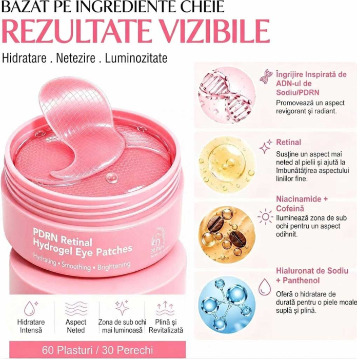 Plasturi Hidrogel pentru Ochi cu PDRN, Retinal si Niacinamide, 60 buc (30 perechi)-big