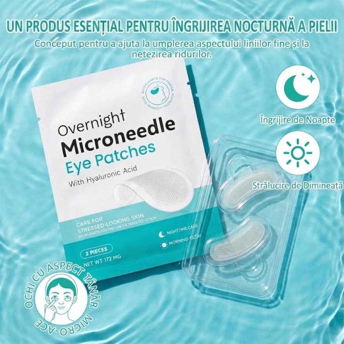 Plasturi pentru Ochi cu Microace, Efect Anti-Rid cu Acid Hialuronic si Peptide, 1 Pereche  (2 Bucati)-big
