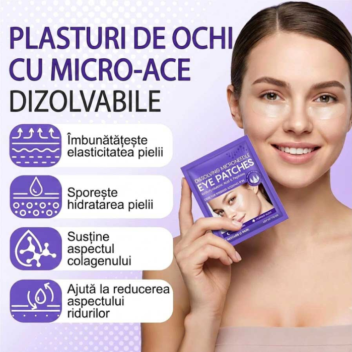 Plasturi pentru Ochi cu Microace Dizolvabile, Efect Anti-Rid cu Acid Hialuronic, 1 Pereche (2 Bucati)-big