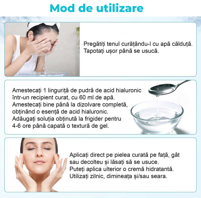 Pudră Acid Hialuronic 100% Pură pentru ten, Greutate Moleculară Mare, 120 g-big