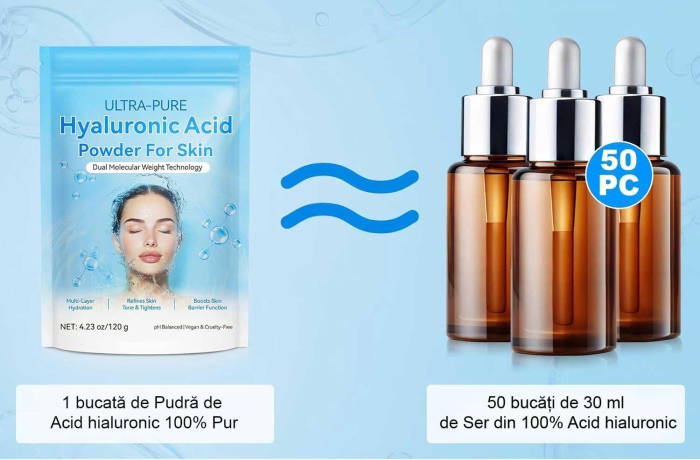 Pudră de Acid Hialuronic, 100% Pură, pentru seruri DIY, Efect Anti-Rid, 120 g-big