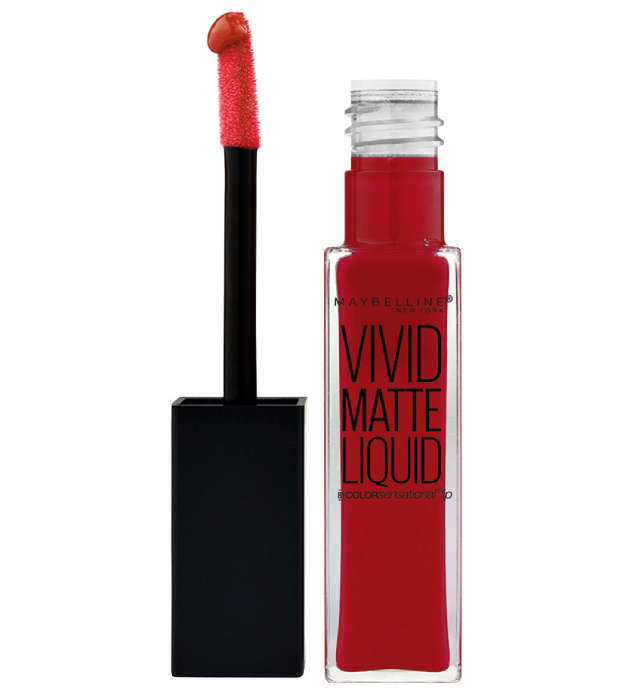 Ruj lichid mat Maybelline New York Color Sensational Vivid Matte Liquid, 35 Rebel Red, 8 ml Maybelline imagine noua