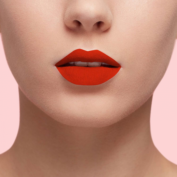 Ruj lichid ultra mat rezistent la transfer L'Oreal Paris Les Macarons, 826 Mademoiselle Mango, 7.6 ml-big