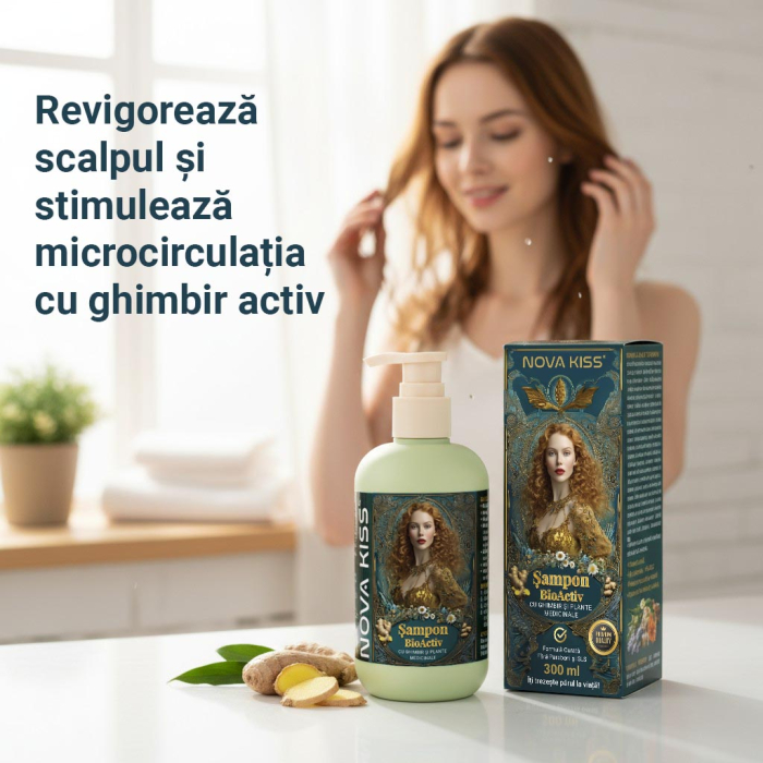 Sampon BioActiv pentru Par cu Ghimbir si Plante Medicinale NOVA KISS®, 300 ml-big