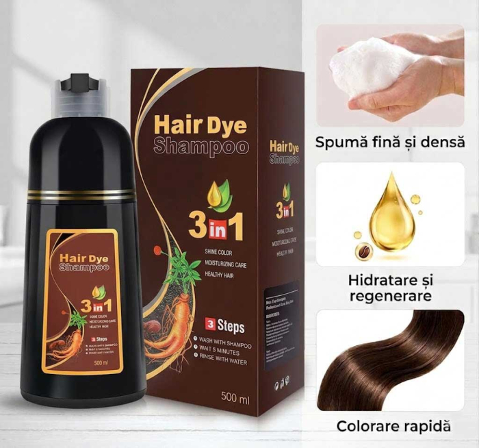 Sampon Colorant 3 in 1 - Saten Cafea, Acoperire Fire Albe, 500 ml-big