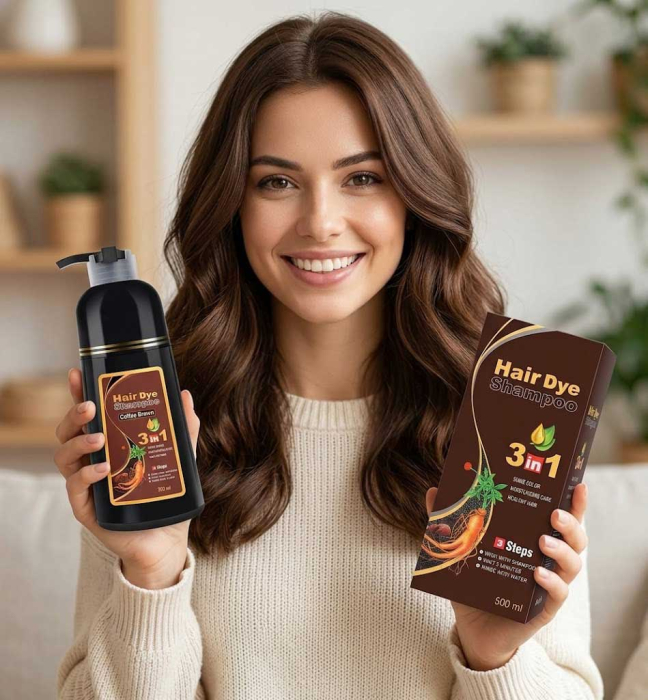 Sampon Colorant 3 in 1 - Saten Cafea, Acoperire Fire Albe, 500 ml-big