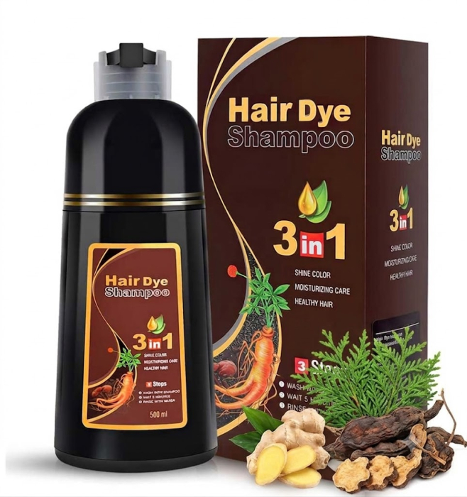 Sampon Colorant 3 in 1 - Saten Castaniu, Acoperire Fire Albe, 500 ml-big
