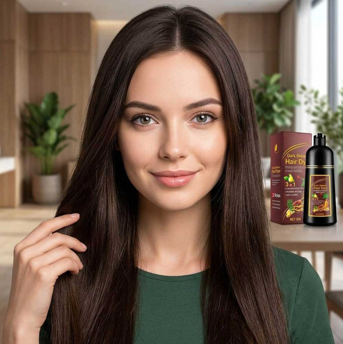 Sampon Colorant 3 in 1 Saten Inchis, 500 ml - Acoperire Fire Albe, Hranire si Anti-Cadere-big