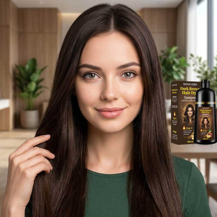 Sampon Colorant 3 in 1 Saten Inchis, 500 ml - Acoperire Fire Albe, Hranire si Anti-Cadere-big