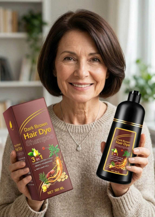 Sampon Colorant 3 in 1 Saten Inchis, 500 ml - Acoperire Fire Albe, Hranire si Anti-Cadere-big