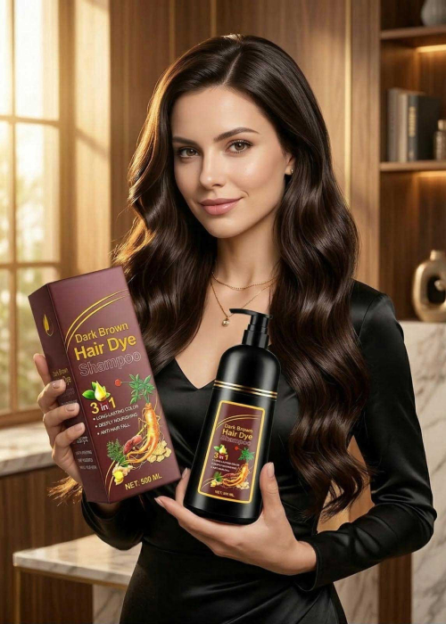 Sampon Colorant 3 in 1 Saten Inchis, 500 ml - Acoperire Fire Albe, Hranire si Anti-Cadere-big