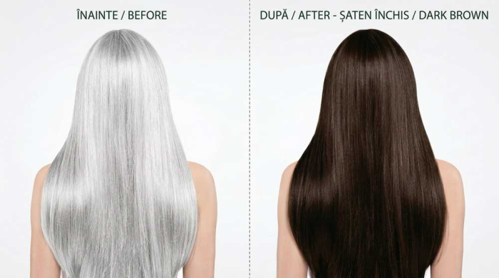 Sampon Colorant 3 in 1 Saten Inchis, 500 ml - Acoperire Fire Albe, Hranire si Anti-Cadere-big