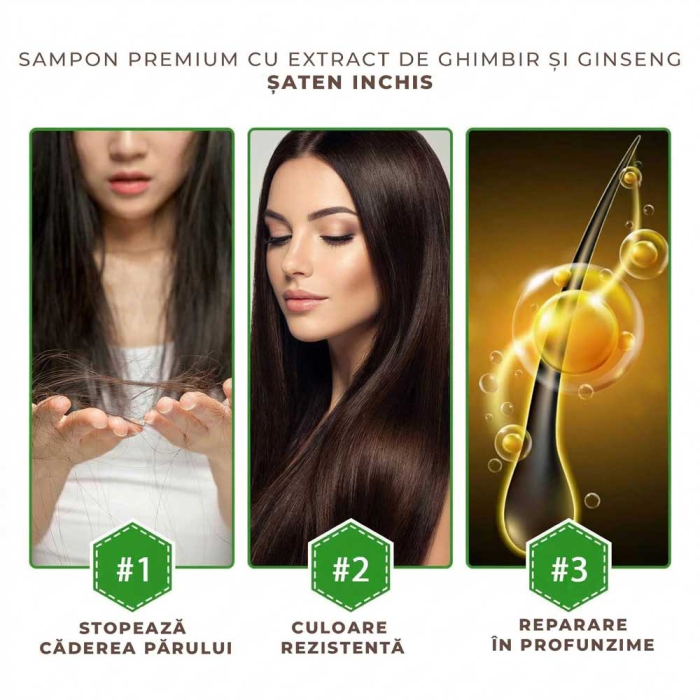 Sampon Colorant 3 in 1 Saten Inchis, 500 ml - Acoperire Fire Albe, Hranire si Anti-Cadere-big