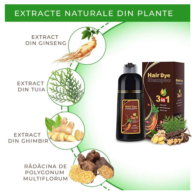 Sampon Colorant Maro Cafea, Acoperire Fire Albe si Regenerare 3 in 1, #4 Coffee, 500 ml-big