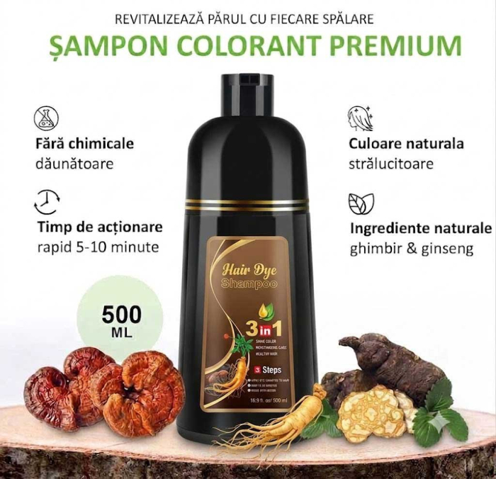 Sampon Colorant Maro Cafea, Acoperire Fire Albe si Regenerare 3 in 1, #4 Coffee, 500 ml-big