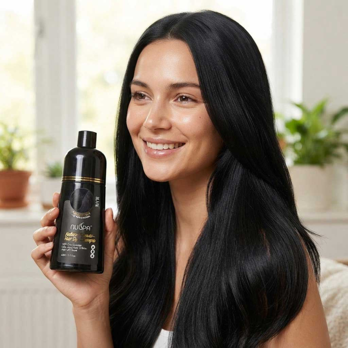 Sampon Colorant Negru, Acoperire 100% a Firelor Albe, Unisex, Infuzat cu Ulei de Argan, 400 ml-big
