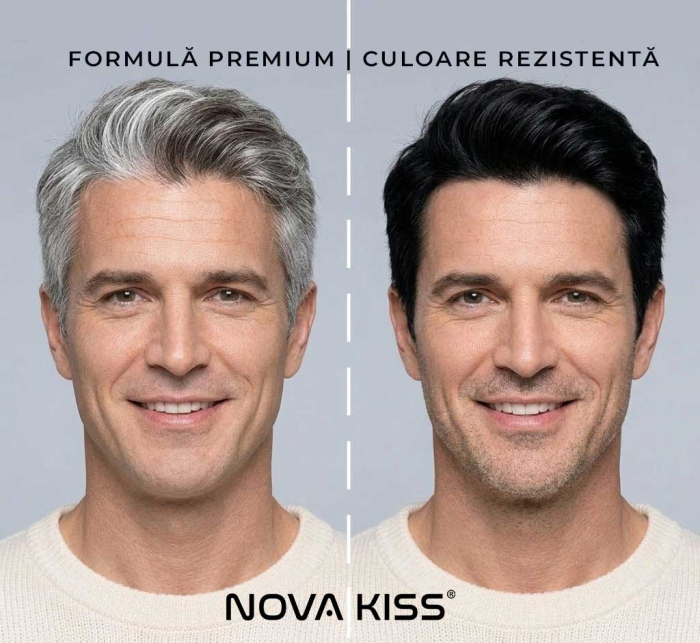 Sampon Colorant NOVA KISS® pentru Vopsirea Parului Negru, 3 in 1, Acoperire Fire Albe, 500 ml-big