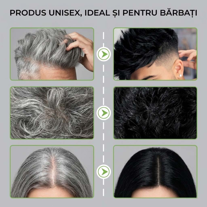 Sampon Colorant NOVA KISS® pentru Vopsirea Parului Negru, 3 in 1, Acoperire Fire Albe, 500 ml-big