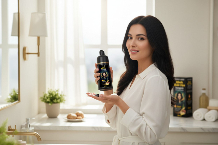 Sampon Colorant NOVA KISS® pentru Vopsirea Parului Negru, 3 in 1, Acoperire Fire Albe, 500 ml-big