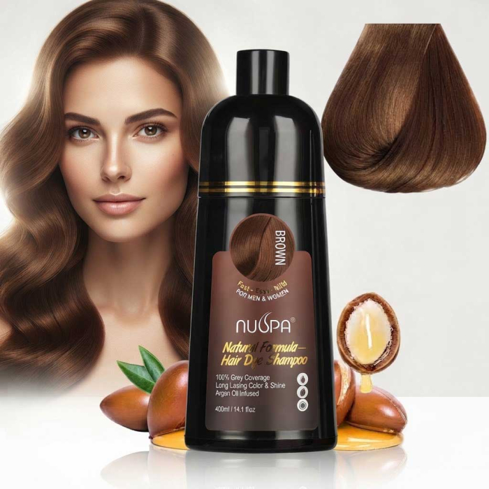 Sampon Colorant Saten, Acoperire 100% a Firelor Albe, Unisex, Infuzat cu Ulei de Argan, 400 ml-big