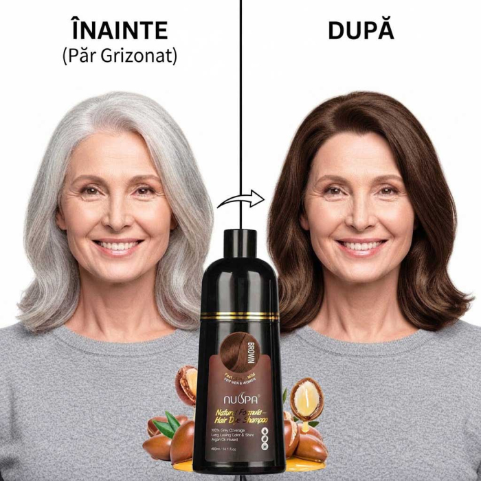 Sampon Colorant Saten, Acoperire 100% a Firelor Albe, Unisex, Infuzat cu Ulei de Argan, 400 ml-big