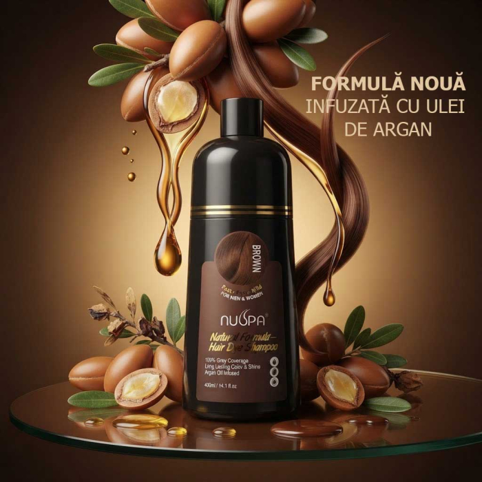 Sampon Colorant Saten, Acoperire 100% a Firelor Albe, Unisex, Infuzat cu Ulei de Argan, 400 ml-big