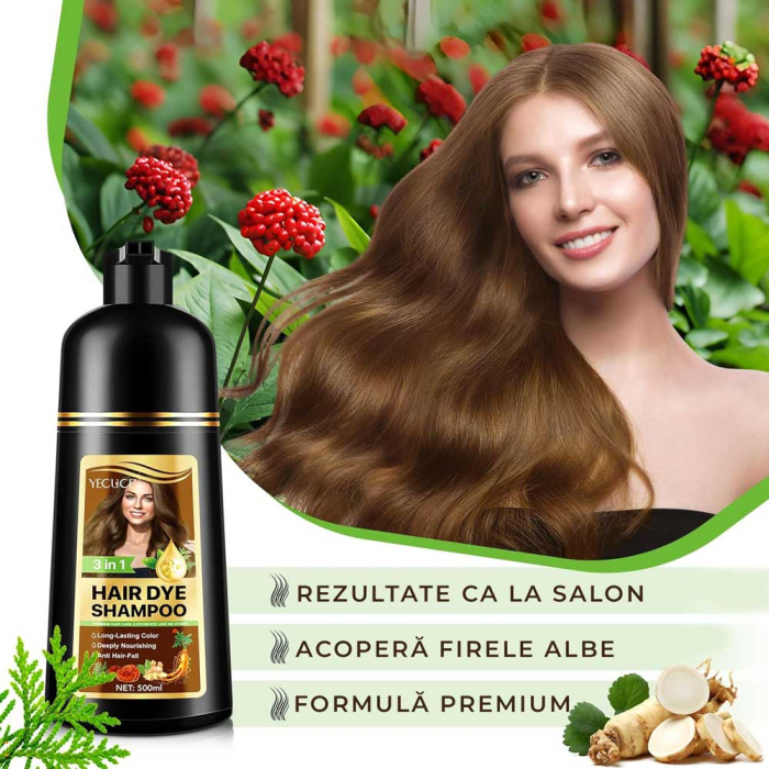 Sampon Colorant Maro, Acoperire Fire Albe si Regenerare 3 in 1, #2 Brown, 500 ml-big