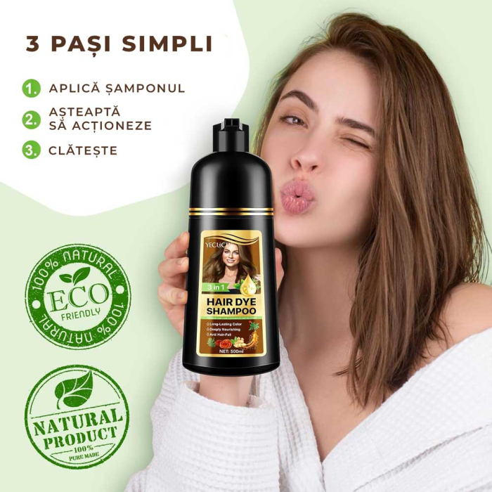 Sampon Colorant Maro, Acoperire Fire Albe si Regenerare 3 in 1, #2 Brown, 500 ml-big