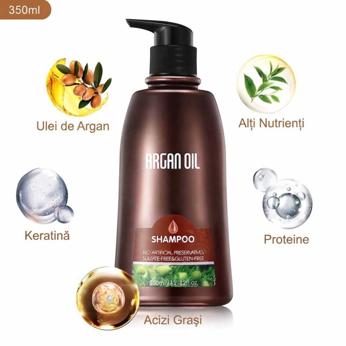 Sampon Reparator cu Ulei de Argan si Keratina pentru Par Deteriorat, 350 ml  -big