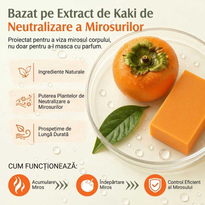 Sapun Natural cu Extract de Kaki impotriva Mirosului Neplacut al Corpului, 100 g-big