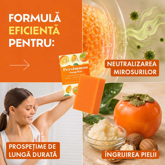 Sapun Natural cu Extract de Kaki impotriva Mirosului Neplacut al Corpului, 100 g-big