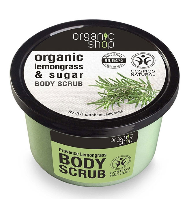 Scrub de corp delicios cu Lemongrass Provence si Zahar, Organic Shop Body Scrub, Ingrediente 99.54% Naturale, 250 ml